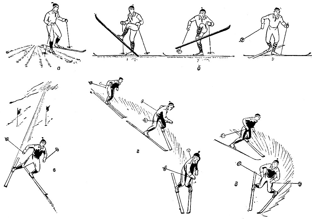 Повороты на лыжах: 1. на месте; 2. в движении